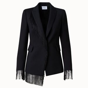 SOLD NWT Akris Punto Wool Stretch Crepe Fringe Jacket Blazer Black Luxury $1690